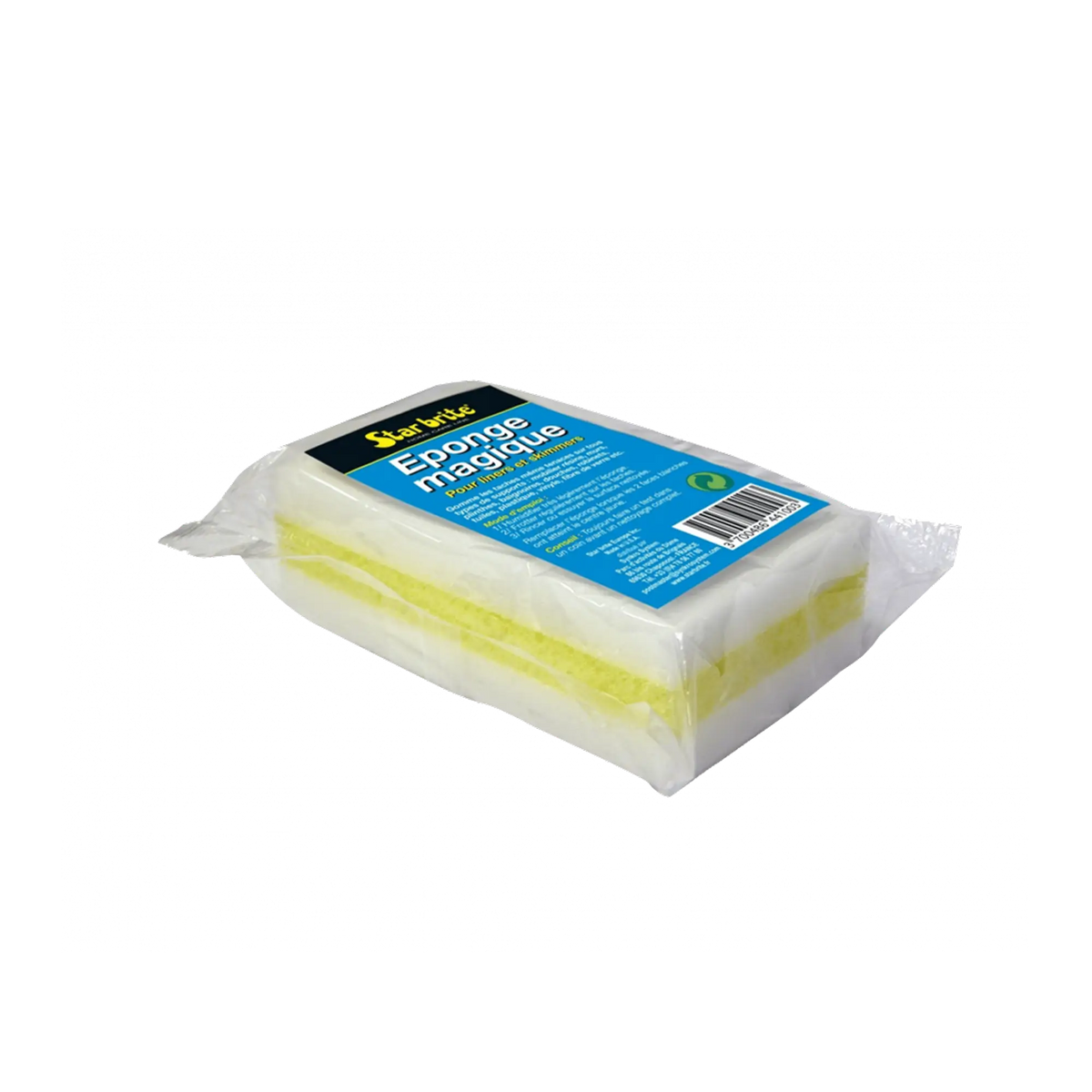 Éponge magique pour nettoyage facile des surfaces et équipements.